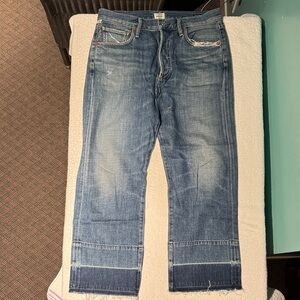 Men's Blue Distressed Straight-Leg Jeans